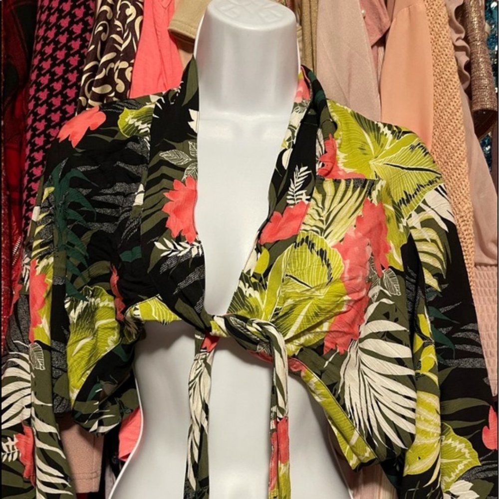 Express Hawaiian print tie shirt